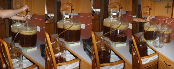Filling the 5 gallon carboy, then we repeat for the 3 gallon.